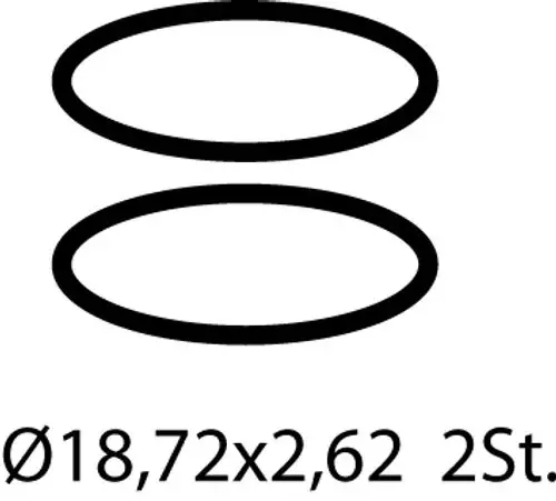 Zwei O-Ringe, dargestellt in Form von ovalen Linien, mit den Maßen, die auf dem Bild nicht klar sichtbar sind. Ideal Standard Produkt.